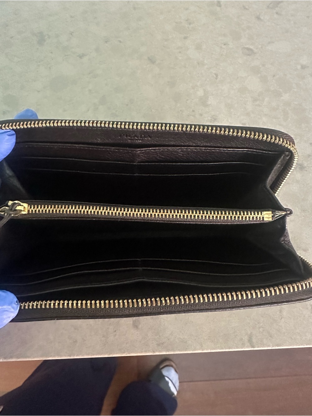 Prada Black Leather Zip Wallet with Gold Hardware - Picture 3 of 6